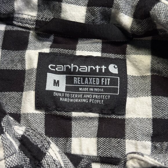 Carhartt Mens Rugged Midweight Flannel Shirt - Black/White - Picture 4 of 6
